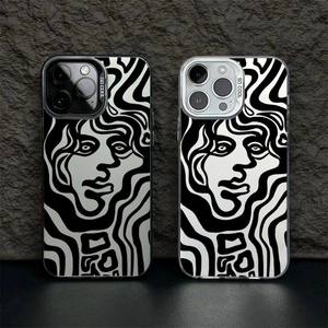 Custodia per telefono arte creativa per <span class=keywords><strong>IPhone</strong></span> 17 16 15 14 13 12 <span class=keywords><strong>11</strong></span> <span class=keywords><strong>Pro</strong></span> <span class=keywords><strong>Max</strong></span> nero <span class=keywords><strong>viola</strong></span> opaco Laser metallizzato Aurora rigida - Product Image 1