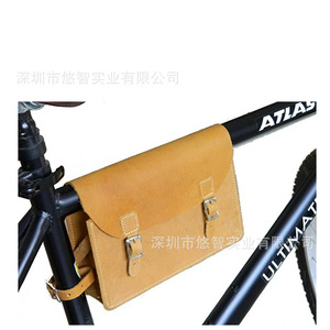 Sacoche de selle en cuir pour VTT, sacoche de tube supérieur, sacoche de cadre de vélo, sacoche à outils de cyclisme portable, logo personnalisé. - Product Image 2