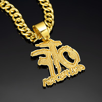 Collier pendentif familial OTF plaqué or 14 carats, chaîne cubaine glacée, style hip-hop graffiti, pendentif personnalisé nom/lettre en alliage de zinc