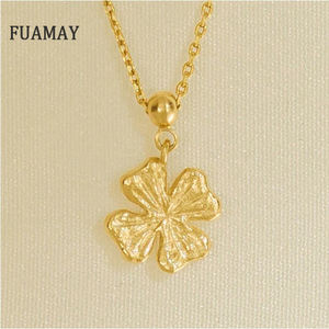 FUAMAY oro placcato 18K ciondoli fiori gioielli argento foglia ciondolo collana personalizzata quattro foglie fiore <span class=keywords><strong>FELICITA</strong></span> Charm collana donna - Product Image 1