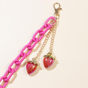 Chaîne de taille en acrylique avec pendentif fraise, style punk, rouge rose, simple couche, pour usage quotidien, chaîne de corps tendance - Product Image 3