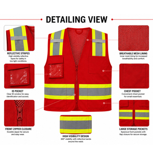Gilet de travail haute performance sur mesure, léger, de sécurité industrielle, haute visibilité, réfléchissant - Product Image 3