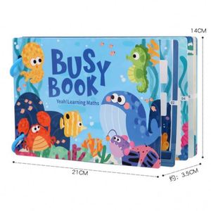 Livre d'activités réutilisable pour enfants : animaux marins, chiffres, mathématiques, puzzle éducatif, autocollants magiques - Product Image 5
