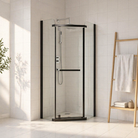 Paroi de douche d'angle carrée en gros 1000*1000mm, verre trempé 5mm, cadre en alliage d'aluminium, cabine de douche avec poignée