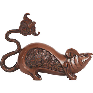 Figura de rata del zodiaco de cobre púrpura, decoración hecha a mano para el hogar y la oficina, regalo de Año Nuevo Chino - Product Image 4