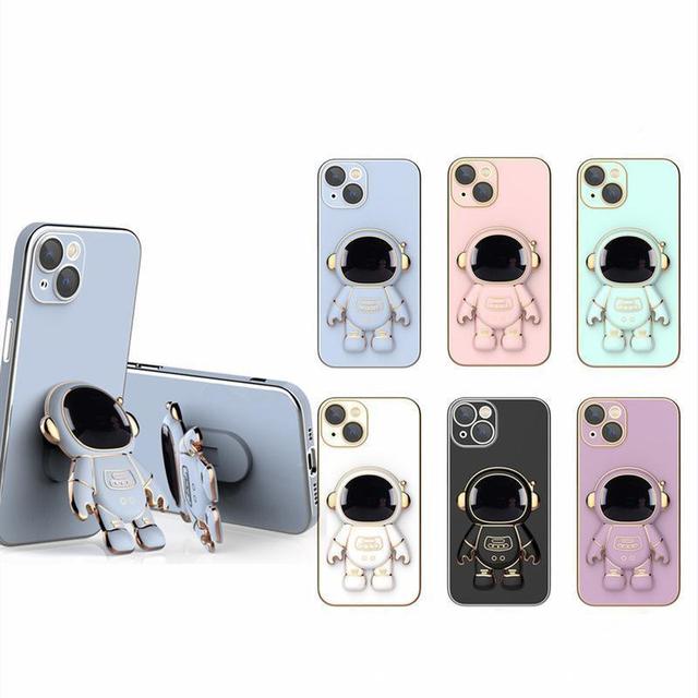 1 Popular Electroplating Shockproof Astronaut Kickstand Holder Back Cover TPU Soft Phone Case for Iphone 14 15Pro 16pro Max