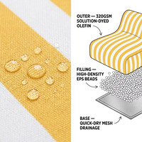 Chaise longue en pouf d'extérieur anti-UV résistant à l'eau jaune blanc rayures pouf salon de soleil piscine flottant pouf housse de canapé