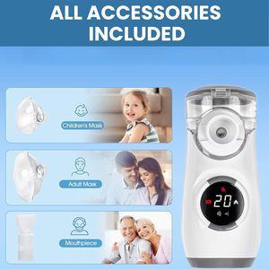 <span class=keywords><strong>Nebulizador</strong></span> de malla de grado médico <span class=keywords><strong>Nebulizador</strong></span> de mano portátil digital con interfaz LED intuitiva y limpieza automática <span class=keywords><strong>para</strong></span> adultos y niños - Product Image 2