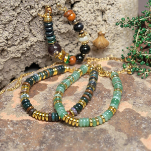 Pulsera de Piedras Preciosas Naturales de 2*6mm para Mujer, Pulsera de Cristal Curativo con Cadena de Acero Inoxidable, Joyería Boho Apilable, Regalo - Product Image 5