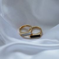 Bagues pour femmes Joolim haut de gamme plaquées or 18K PVD noir et blanc, bijoux en acier inoxydable