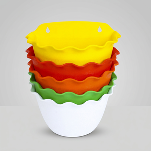Colorful Plastic Hanging Wall <b>Planter</b> Pots With Drainage Holes <b>For</b> Garden <b>Fence</b> Decor 5 Sizes Available - Product Image 1