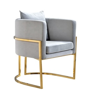Cadre En Acier Inoxydable or Antique Français L'aviation Nordique Moderne Rose Velours Accent Chaise Pour Salon - Product Image 2