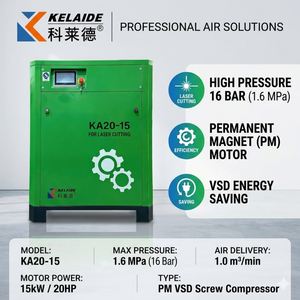 เครื่องอัดอากาศแบบสกรู KELAIDE 22KW PM VFD สำหรับเครื่องตัดเลเซอร์ 1.5Mpa 30HP 4 in 1 พร้อมตัวกรอง - Product Image 4
