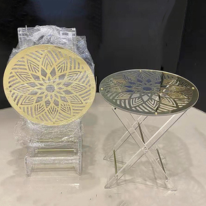 2022 venta al por mayor de fábrica de diseño moderno plegable acrílico mesa de centro redonda para sala de estar muebles para el hogar - Product Image 3