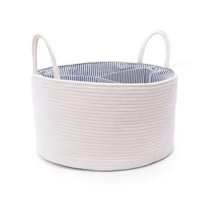 Beautiful Handmade Round Cotton Rope Nordic Home Storage And Organization Box Basket