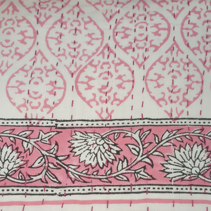 100% edredón de Color claro con tela estampada Kantha algodón acolchado cosido Jaipuri Razai algodón suave edredones tamaño King - Product Image 1