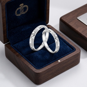 999 Pure Silver Geometric Starburst Textured Band <strong>Rings</strong>-Sparkling Sandblasted Anniversary Party <strong>Couple</strong> <strong>Matching</strong> <strong>Rings</strong> for Women - Product Image 6