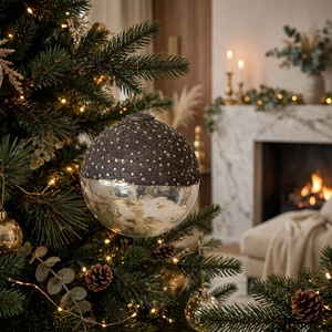 Boule de Noël en verre de luxe de haute qualité, 8 cm, ronde, à suspendre, décoration d'arbre de Noël, décorations de Noël argentées étoilées, rose personnalisé - Product Image 3