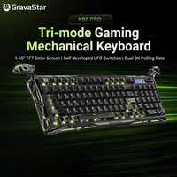 Keyboard Mekanik Gravastar K98 Pro Tri-Mode dengan Layar TFT 8K, Dual Mount, Hot Swap, RGB, Aluminium untuk Gamer PC