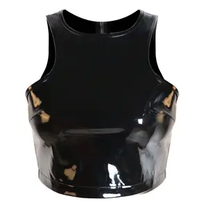 New arrival wholesale summer ladies punk sexy PVC bustier vest with zipper on back slim dancer lingerie