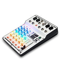 XTUGA Mixeur audio RGB 4 canaux de haute qualité avec interface USB en métal pour DJ à domicile, karaoké, enregistrement sur ordinateur avec effets DSP