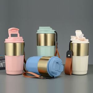 Termo de Acero Inoxidable de Doble Pared de 450 ml, Taza de Café Aislada y Portátil con Pajita Pequeña y Bonita, Nuevo Diseño para Amantes del Café - Product Image 4