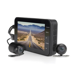 กล้องติดรถมอเตอร์ไซค์แบบคู่ 1080P หน้าจอ LCD 2.4 นิ้ว บันทึกภาพหน้า-หลัง กันน้ำ 12V สำหรับรถมอเตอร์ไซค์  ติดตั้งเพิ่มเติม อัพเกรด - Product Image 1