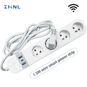Multiprise intelligente Wi-Fi Tuya avec 2 ports USB, 4 prises CA 16A, interrupteur d'éclairage électrique multiple français, prise de courant intelligente EU - Product Image 2