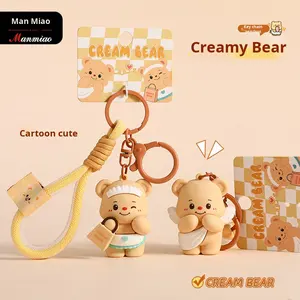 Porte-clés pendentif en plastique d'ours en <span class=keywords><strong>beurre</strong></span> <span class=keywords><strong>de</strong></span> dessin animé créatif et gracieux pour les couples; <span class=keywords><strong>petit</strong></span> ornement <span class=keywords><strong>de</strong></span> sac grande petite idée <span class=keywords><strong>de</strong></span> cadeau - Product Image 2
