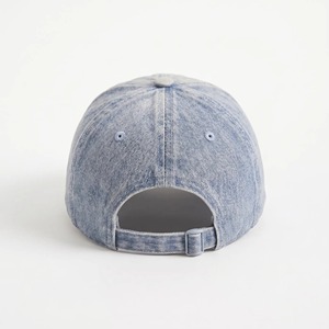 OEM Custom Logo Embroidered Denim Baseball Cap Unisex Adjustable 6-Panel Casual <b>Hat</b> <b>Light</b> Blue Gray Brim - Product Image 4