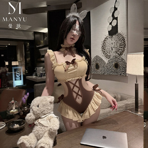 Combinaison sexy Manyu sans entrejambe avec uniforme d'ours, ensemble de lingerie coquin et séduisant pour femmes 9678 - Product Image 5