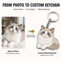 Porte-clés personnalisés en métal émaillé avec photo de chat Ragdoll, vente en gros, cadeaux commémoratifs pour animaux de compagnie