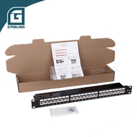 Gcabling Conector Hembra a Hembra 1RU Cat6 Mini de 24 Puertos, Modular de Pared con Código de Conexión y Panel IDC, con Logotipo, Módulos Hembra Cat 6