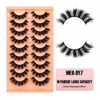 Cils semi-artisanaux pour cils bouclés, avec tige en plastique transparent, style long naturel, bande complète, 10 paires, cils postiches effet wispy