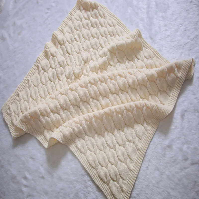 Custom A-grade Yarn Thick Toddlers Stroller Blanket 100% Merino Wool Hand Knit Baby Blanket