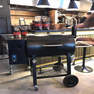 Barbecue à granulés de bois moderne et robuste pour patio avec roues, grand barbecue d'extérieur, fumoir, chariot pour jardin et cour - Product Image 5