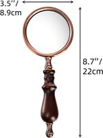 10X Antique Brass Handheld Magnifier with Wooden Handle Decorative Reading Vintage Gift for Elderly