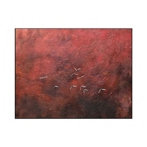 Arte abstracto personalizado al por mayor, pintura de pájaros voladores sobre lienzo rojo puro, decoración de pared Mediana al óleo para proyectos de Hotel - Product Image 6