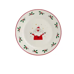 Personalizado Navidad vacaciones lindo Dim Sum plato porcelana cerámica cena plato vajilla conjunto regalo de Navidad