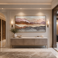 Tableau mural abstrait superposé aux tons terreux, peint à l'huile sur toile, beige rosé, cadre en bois texturé 3D, peint à la main, décoration de luxe pour salon