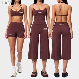 Custom Logo Sportswear Yoga Tank <b>Top</b> <b>Vest</b> Clothing Gym <b>Tops</b> Fitness Capri Pants Sport Wear Women Workout Bra Shorts Sets - Product Image 1