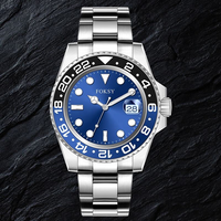 Montre classique à quartz personnalisée avec logo, bracelet en acier inoxydable argenté, grand cadran, calendrier, aiguilles lumineuses, étanche 5 ATM