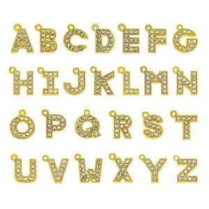 قلادة نحاسية مطلية بالذهب مكونة من 26 حرفًا على شكل حرف أبجدي من النحاس الأصفر ، قلادة ذاتية الصنع لسوار وقلادة