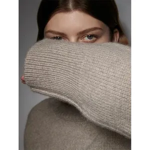 冬のカスタム厚手の暖かいニットセーター長袖無地プルオーバー特大タートルネックセーター女性カジュアル高品質