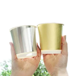 Factory Fancy Design Takeaway Cups 12oz 16oz Silver Double Wall Coffee Tea Paper Cups With Lids