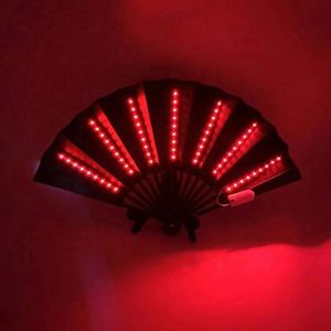 33Cm LED Large Clack Bamboo <b>Hand</b> <b>Fans</b> With Bamboo Ribs and White or Black Fabric - Product Image 4