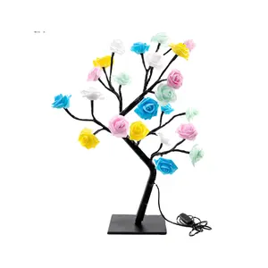 현대 꽃 장미 나무 램프 전구 조명 침실 거실 어머니의 날 발렌타인 데이 크리스마스 선물을위한 귀여운 방 장식 - Product Image 1