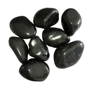 Natural negro brillante guijarro liso Precio de piedra - Product Image 1