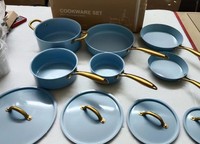 Ensemble de casseroles en céramique antiadhésives, design moderne, couvercle en aluminium, compatible induction, base multicouche, écologique, pour la cuisine à domicile, poêle à frire