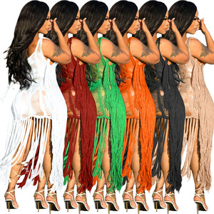 TS1253 nueva moda Sexy Bikinis traje de baño cubrir Ups vestido de ganchillo ropa de <span class=keywords><strong>playa</strong></span> cubrir trajes de baño para mujeres borla Vestido de <span class=keywords><strong>playa</strong></span> - Product Image 3